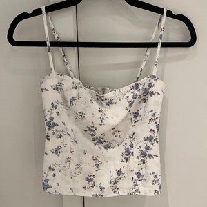 White linen floral reformation top size xs